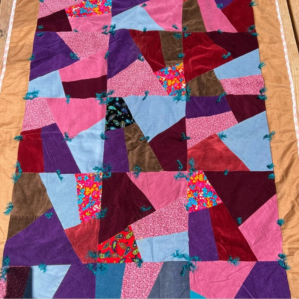 Hand crafted corduroy/velvet patchwork quilt